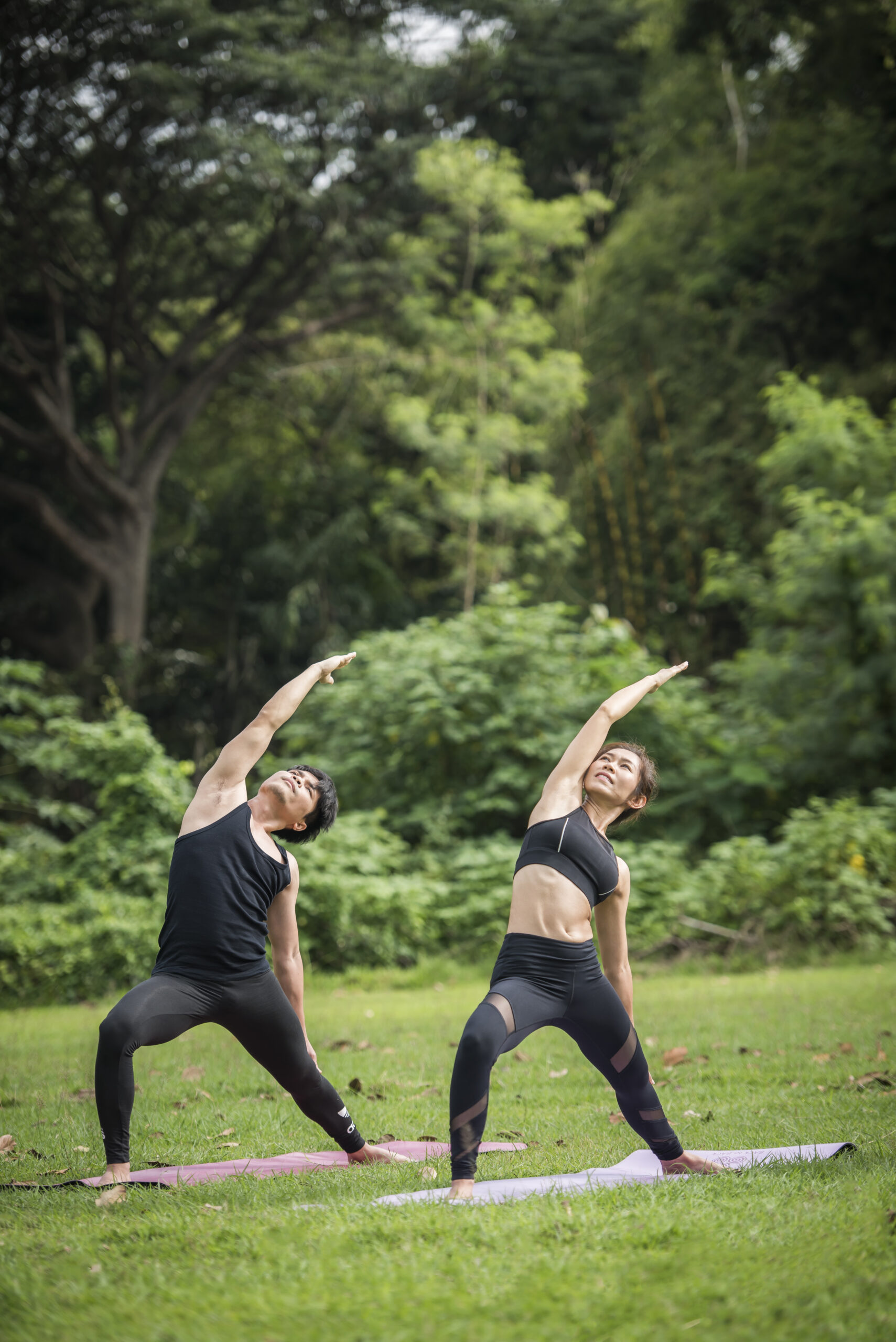 yoga action exercise healthy in the park